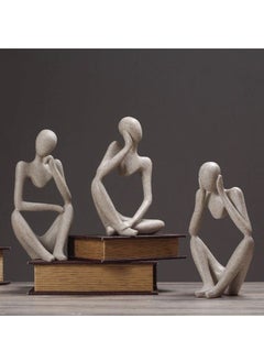 Generic Collectible Abstract Concrete Thinking Person Sculpture Art Figurine for Desk, Bookshelf, Home Decoration, Set of 3  - Image 1