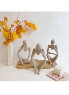 Generic Collectible Abstract Concrete Thinking Person Sculpture Art Figurine for Desk, Bookshelf, Home Decoration, Set of 3  - Image 2