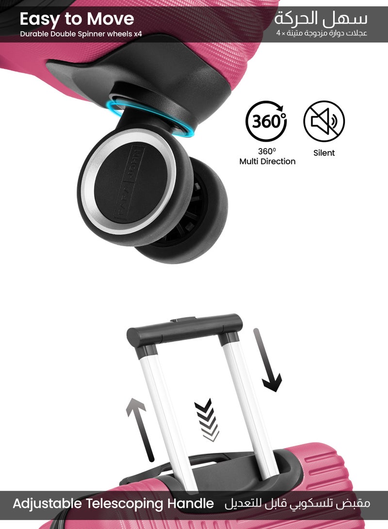 بارا جون حقيبة سفر خفيفة الوزن من مادة ABS ذات جوانب صلبة و8 عجلات دوارة مع قفل مقاس 24 بوصة - Image 3