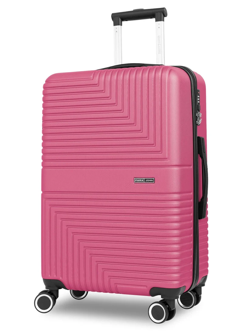 PARAJOHN Strato Lightweight ABS Hard Side 8 Spinner Wheels Luggage checked-in Trolley Bag with Lock 24 inch - Pink