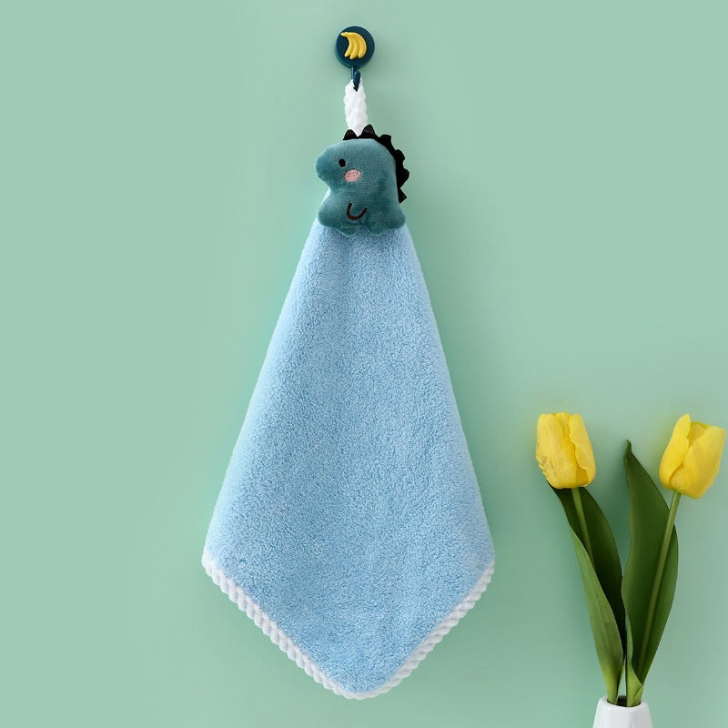 Household Bathroom Kitchen Hand Towel Hanging Type Cute Cartoon Coral Velvet Absorbent Rag Kidsren'S Hand Towel Handkerchief - Image 4
