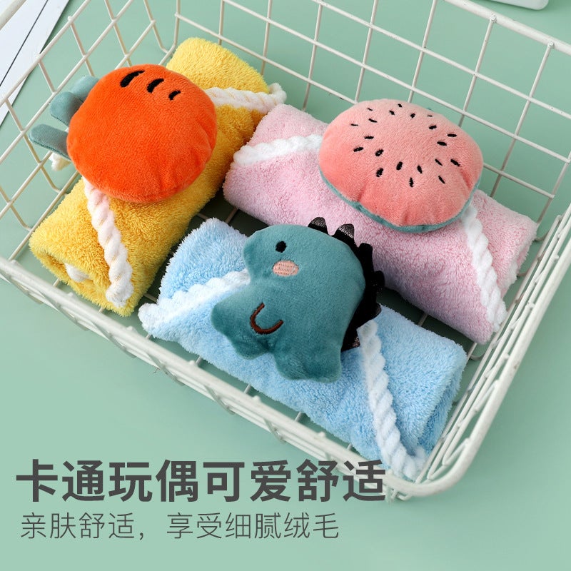 Household Bathroom Kitchen Hand Towel Hanging Type Cute Cartoon Coral Velvet Absorbent Rag Kidsren'S Hand Towel Handkerchief - Image 3