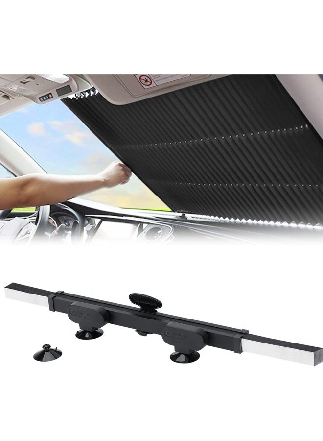 Generic Retractable Windshield Sun Shade for Car, Large Sun Visor Protector Blocks 99% UV Rays to Keep Your Vehicle Cool, Auto Sunshade Fits Front Window of Various Models with Suction Cups - Length: 65  - Image 1