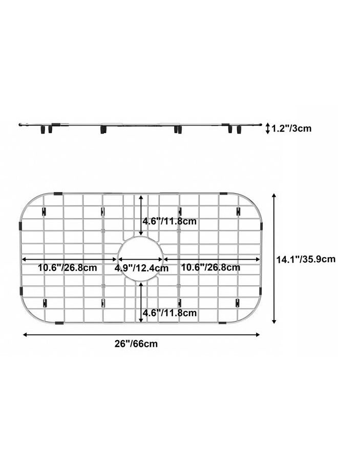 blitzlabs Kitchen Sink Grid Bottom Sink Grid Stainless Steel Sink Grate with Center Drain Metal Sink Grid Protector for Kitchen Single Sink Bowl - Image 3