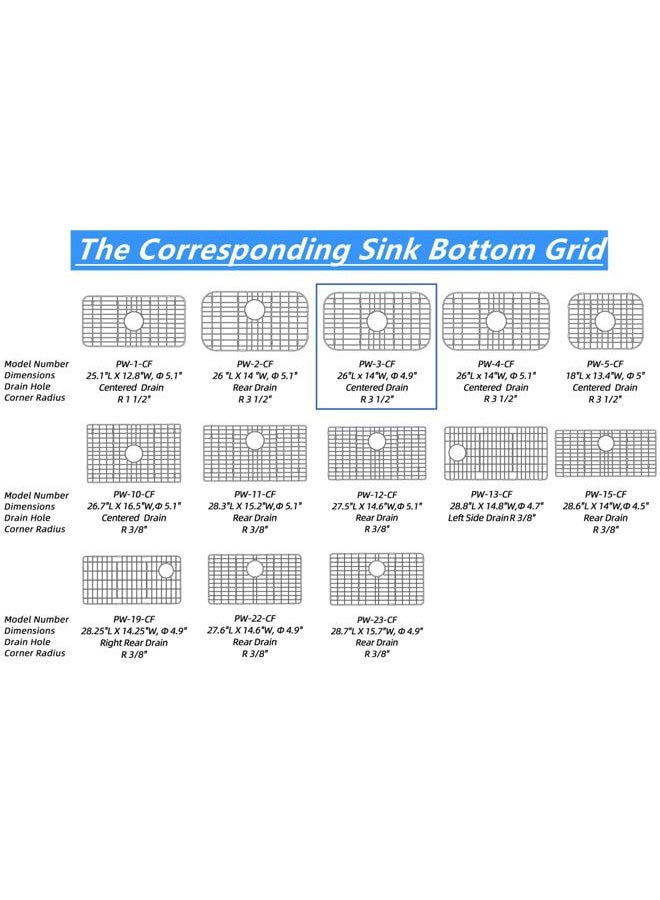 blitzlabs Kitchen Sink Grid Bottom Sink Grid Stainless Steel Sink Grate with Center Drain Metal Sink Grid Protector for Kitchen Single Sink Bowl - Image 2