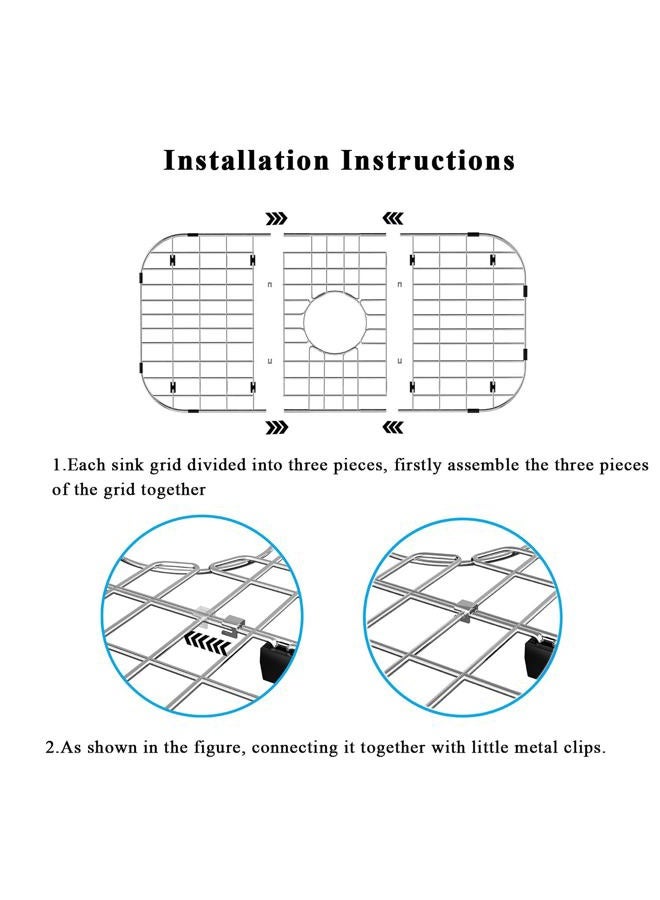 blitzlabs Kitchen Sink Grid Bottom Sink Grid Stainless Steel Sink Grate with Center Drain Metal Sink Grid Protector for Kitchen Single Sink Bowl - Image 4