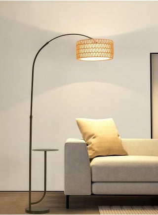 Modern Arc Rattan Floor Lamp with Shelves,Rustic Floor Standing Lamps with 180°Rotatable,Marble Base,Standing Lamp for Reading Working for Living Room Bedroom Office 180x100 cm - pzsku/ZF3F57EF445619F9D3D4AZ/45/1753365486/64cf0d1d-3a72-4430-b470-f25be5a626dc