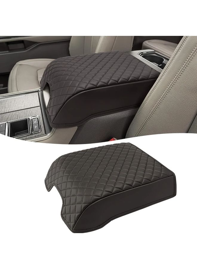 Black Center Console Cover Faux Leather Armrest Box For F150 F250 F350 F450 Expedition - Image 1