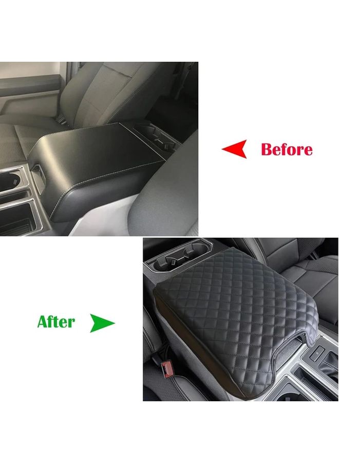 Black Center Console Cover Faux Leather Armrest Box For F150 F250 F350 F450 Expedition - Image 3