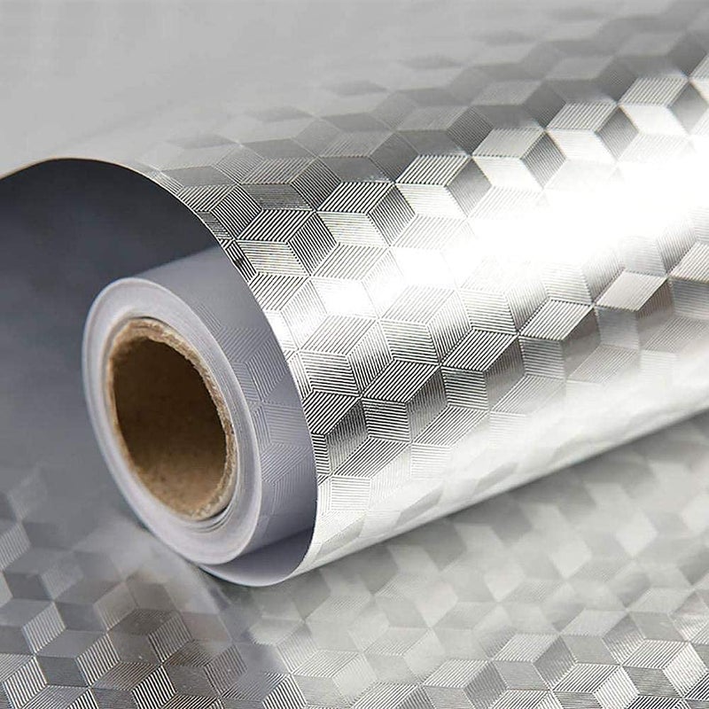 Dhavl House of Quirk Aluminum Plated Shelf Liner for Kitchen Cupboard Cabinets Self Adhesive Antifouling Antibacterial Drawer Shelve Liner Refrigerator Pad Mat Waterproof Silver 40 200 cm - Image 1