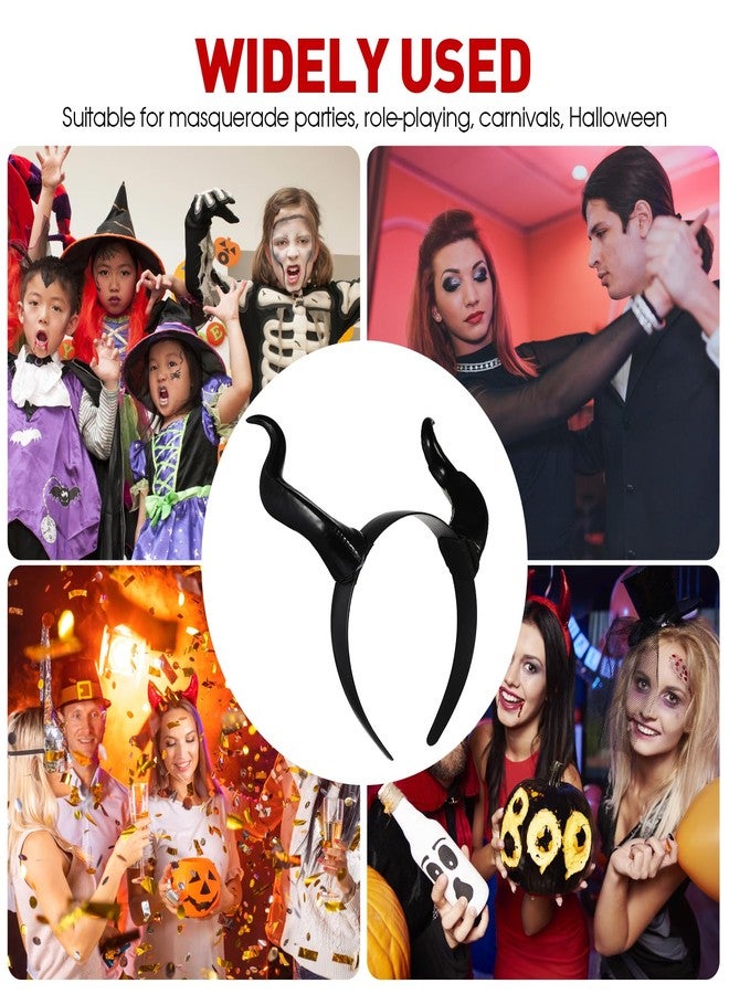 minkissy Halloween Devil Horn Headband Black Demon Horn Headband Witch Hairband for Women Gothic Accessory for Halloween Party Cosplay Photo Props - Image 5