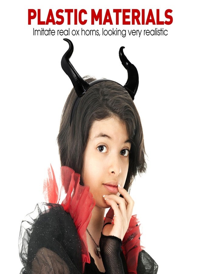 minkissy Halloween Devil Horn Headband Black Demon Horn Headband Witch Hairband for Women Gothic Accessory for Halloween Party Cosplay Photo Props - Image 3