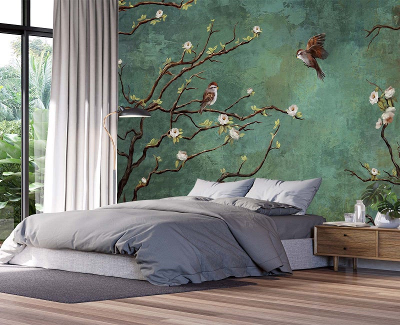 Cliouar Wall Mural  3D Wallpaper Decoration with Flowers and Birds  103 x 69 Not SelfAdhesive