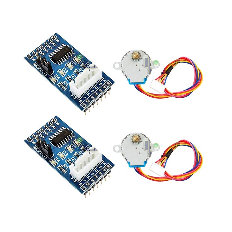 DEVMO 2set 28BYJ48 Geared Stepper Motor DC 5V ULN2003 Driver Test Module Board Compatible with Arduino
