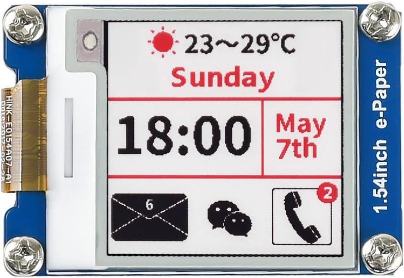 Waveshare 1.54inch E-Ink Display Module Compatible with Raspberry Pi 5/4B/3B/Zero/Zero W/Zero 2W/Pico/Pico W/Pico WH, 200x200 Resolution Three-Color SPI Interface - Image 1