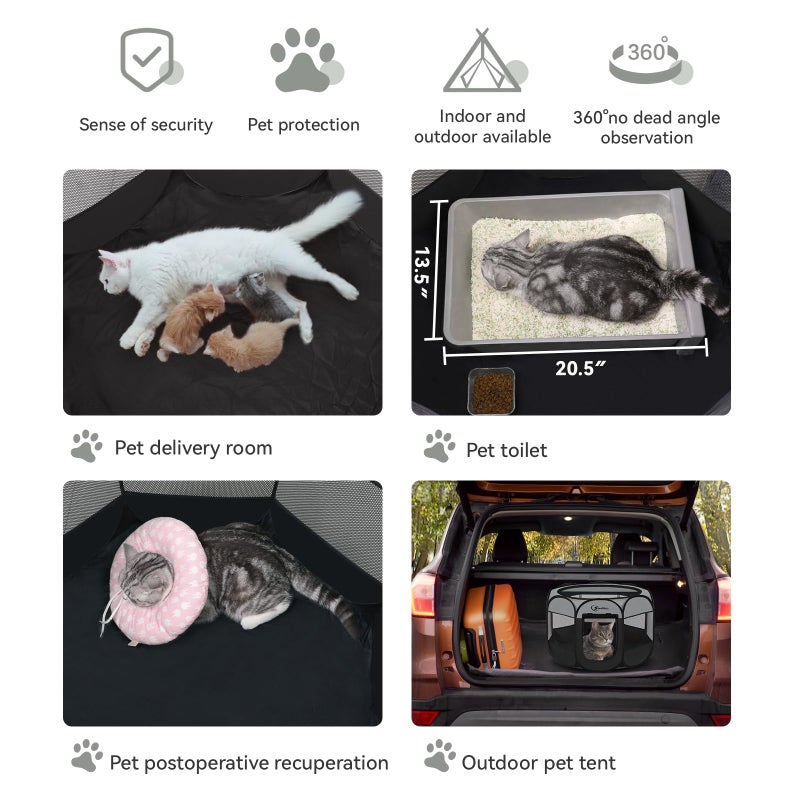 Siedihit Dog Cat Playpen with Washable Pee Pad, Puppy Pet Playpen Indoor for Small Dog Crate Tent Cage Outdoor, Portable Pop Up Dogs Enclosure Kennel with Carrying Case,Dark Grey - Image 4
