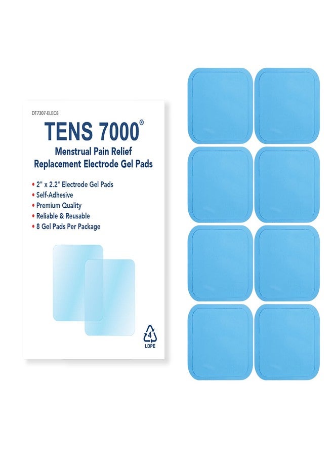 TENS 7000 Menstrual Pain Relief Unit Replacement Pads, 8-Pack, Includes Protective Backing, Pre-Gelled & Easy to Use, Specifically Designed for TENS 7000 Unit for Menstrual Pain - Image 1