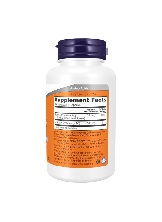 Now Foods NOW Supplements, NAC (N-Acetyl Cysteine) 600mg with Selenium & Molybdenum, 100 Veg Capsules - Image 2
