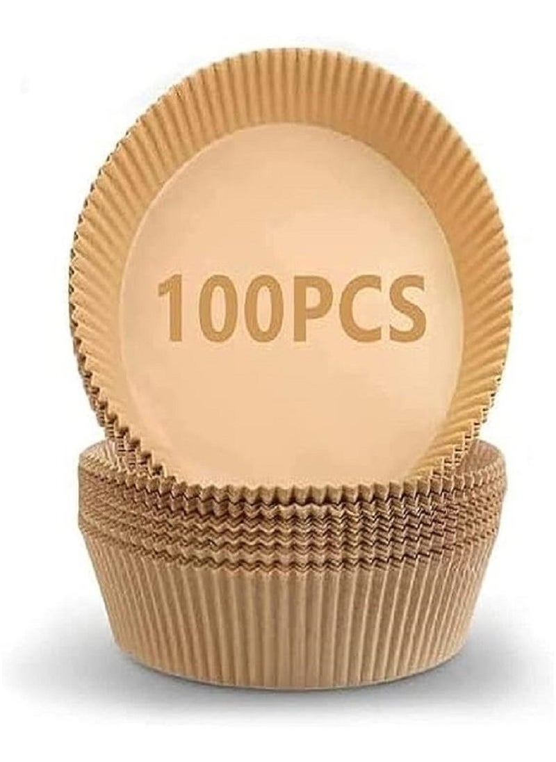 Generic 100PCS Air Fryer Disposable Paper Liner, Non Stick Air Fryer Paper Liners, brown  - Image 1