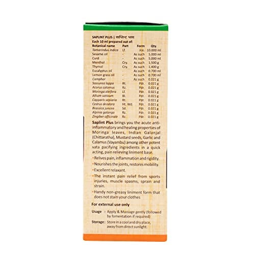 Sitaram Ayurveda Saplint Plus Liniment | Herbal Muscle & Joint Relief Oil with Menthol, Camphor, Eucalyptus & Peppermint | Enhances Mobility & Reduces Stiffness | Cooling Formula | Non-Greasy | 30 ml - Image 4