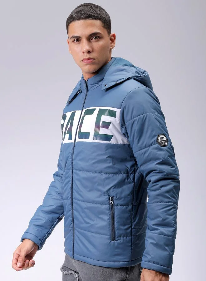 The Indian Garage Co Men Slim Fit Graphic Puffer Jackets