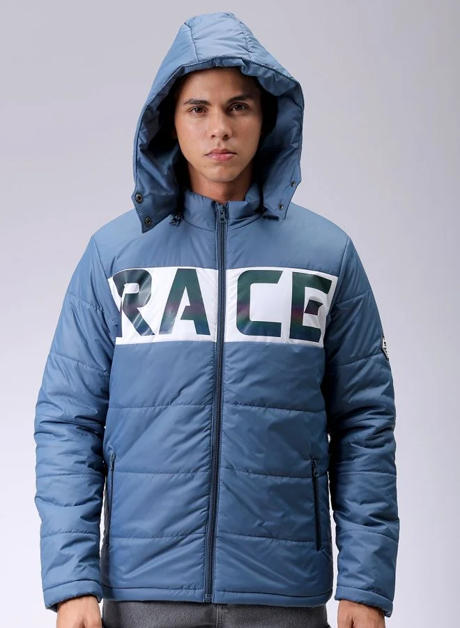 The Indian Garage Co Men Slim Fit Graphic Puffer Jackets