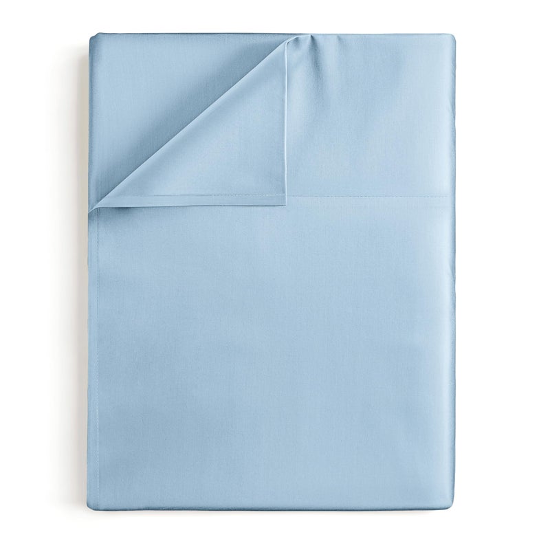 CGK Unlimited King 400 Thread Count 100% Cotton Flat Sheet - Comfortable  Cooling & Breathable Cotton - Top Flat Sheet Only - Luxury Hotel Quality Bedding - Extra Soft & Comfy - Easy Care  Wrinkle Free - Light Blue  - Image 1
