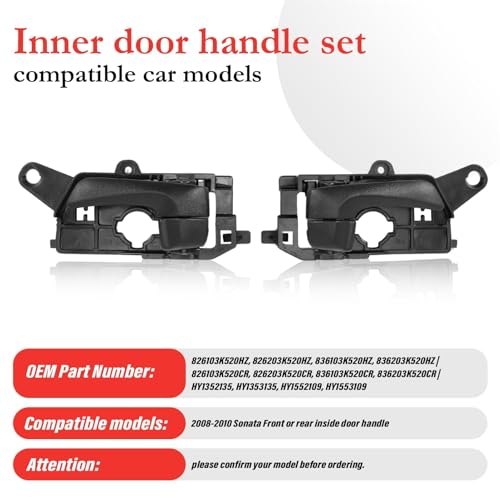 Gaogsiy 826103K520HZ Set of 4 Interior Door Handle fits Sonata 2008 2009 2010 Textured Black Replace HY1352135, HY1353135, HY1552109, HY1553109 - Image 2