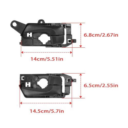 Gaogsiy 826103K520HZ Set of 4 Interior Door Handle fits Sonata 2008 2009 2010 Textured Black Replace HY1352135, HY1353135, HY1552109, HY1553109 - Image 4
