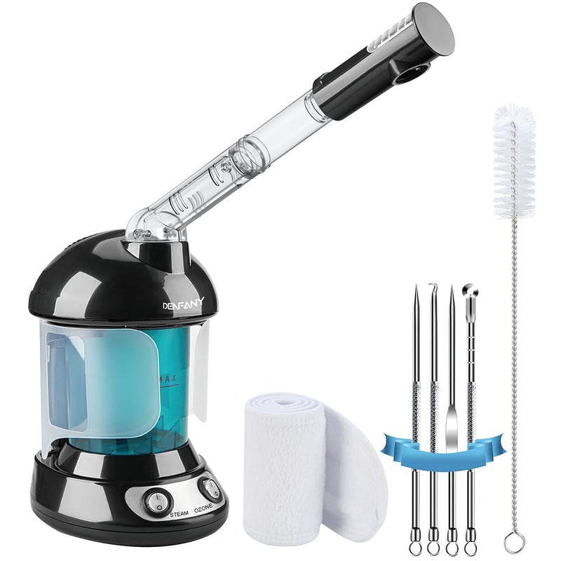 DENFANY Facial Steamer - DENFANY Nano Ionic Face Steamer with Extendable 360Â° Rotating Arm - Portable Facial Steamer for Personal Care at Home or Salo (Black) - Image 1