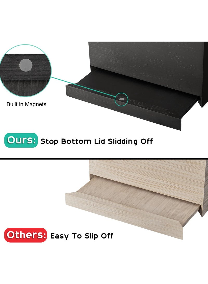 Excefore Tissue Box Cover, Wooden Tissue Box Holder, Fashionable and Decorative Tissue Dispenser, Suitable for Toilet Dresser Night Stand Table Home Office Car (Black) - Image 5