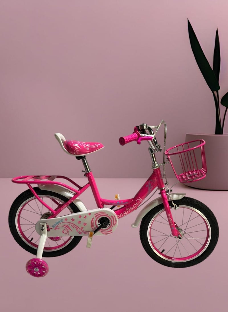 Generic Kids Bicycle with Training Wheels – 16 Inch Pink Bike with Basket & Back Carrier – Ideal for Girls – Durable Steel Frame  - Image 3