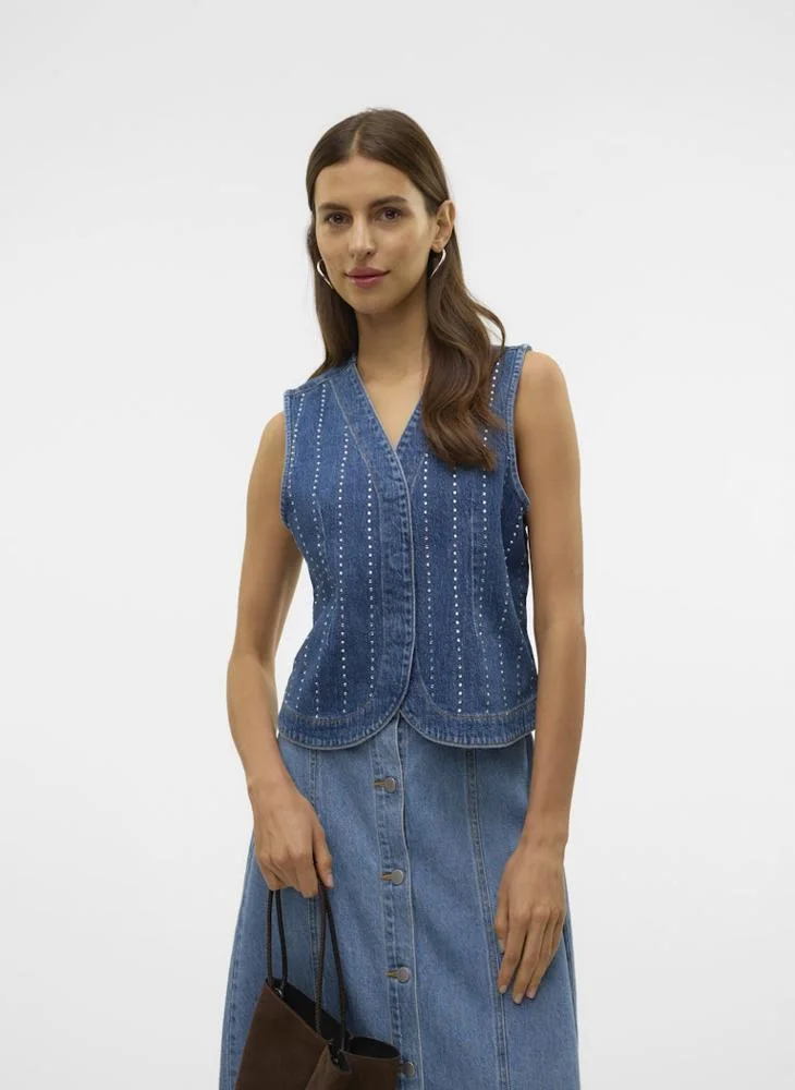 V-Neck Denim Vest
