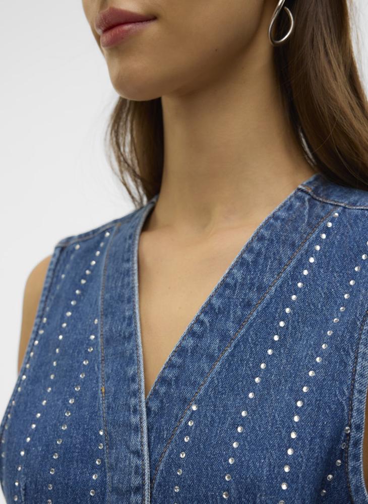 VERO MODA V-Neck Denim Vest - Image 4