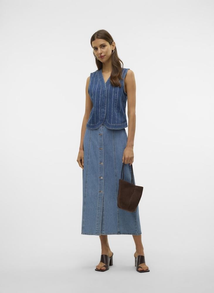 VERO MODA V-Neck Denim Vest - Image 5