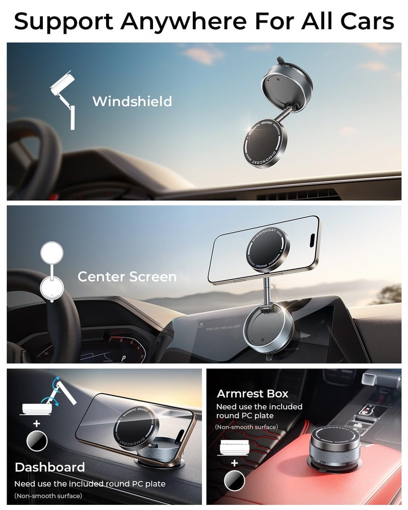DIMONCOAT Upgraded Vacuum Magnetic Phone Holder Stand [89+LBS Strongest Suction & 24*N55 Ultra Magnetic] 360Â° Adjustable Car Phone Mount for MagSafe Suction Cup, Compatible with Car/Gym/Mirror for iPhone 17 16 - Image 2