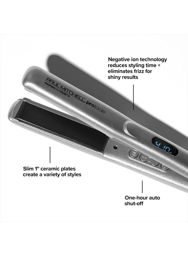 Paul Mitchell Pro Tools Express Ion Style+ 1" Ceramic Flat Iron, Adjustable Heat Settings, For Straightening + Curling - Image 3