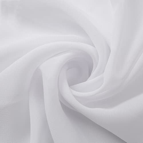 YJKIS 58" Solid Color Chiffon Fabric Rustic Sheer Bridal Wedding Party Decorations Backdrop, White, 10 Yards - Image 1