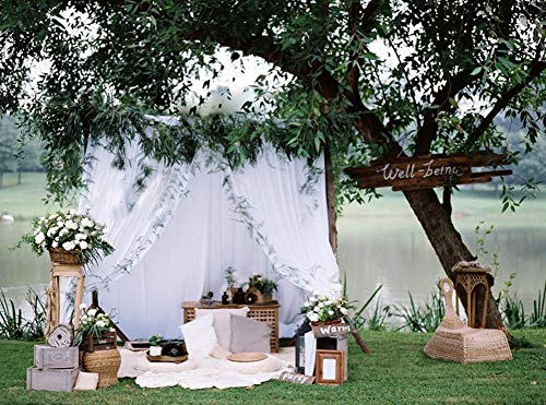 YJKIS 58" Solid Color Chiffon Fabric Rustic Sheer Bridal Wedding Party Decorations Backdrop, White, 10 Yards - Image 4