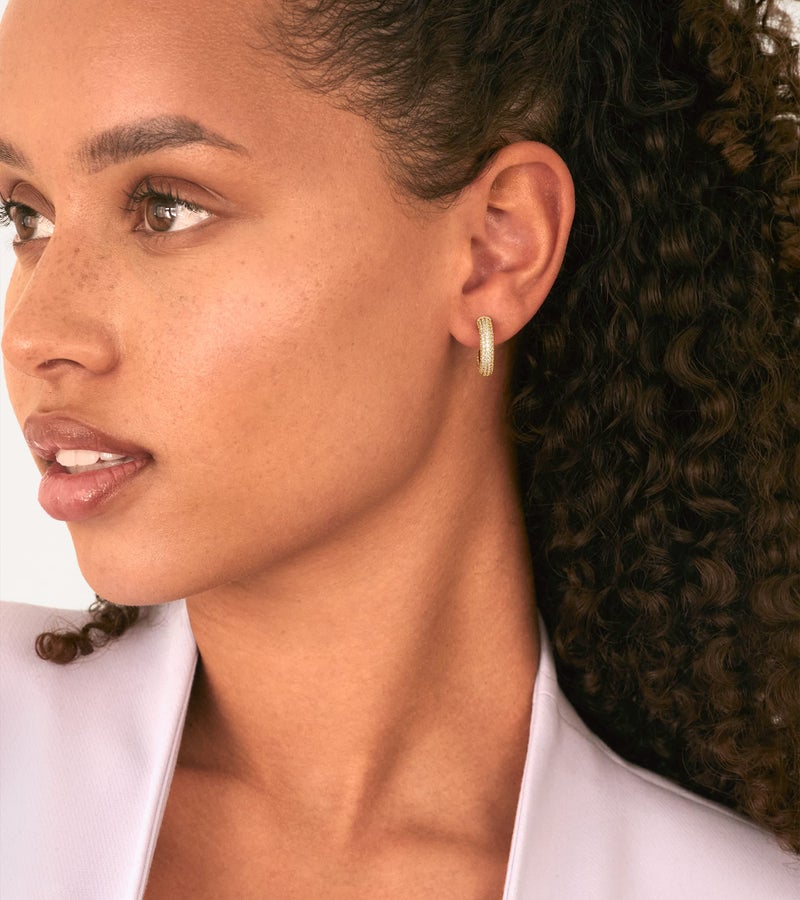 PAVOI Rhodium Plated 925 Sterling Silver Post Cubic Zirconia Chunky Hoop Earrings - Thick Lightweight Gold Hoop Earrings for Women - Fully Studded Earring - Image 2