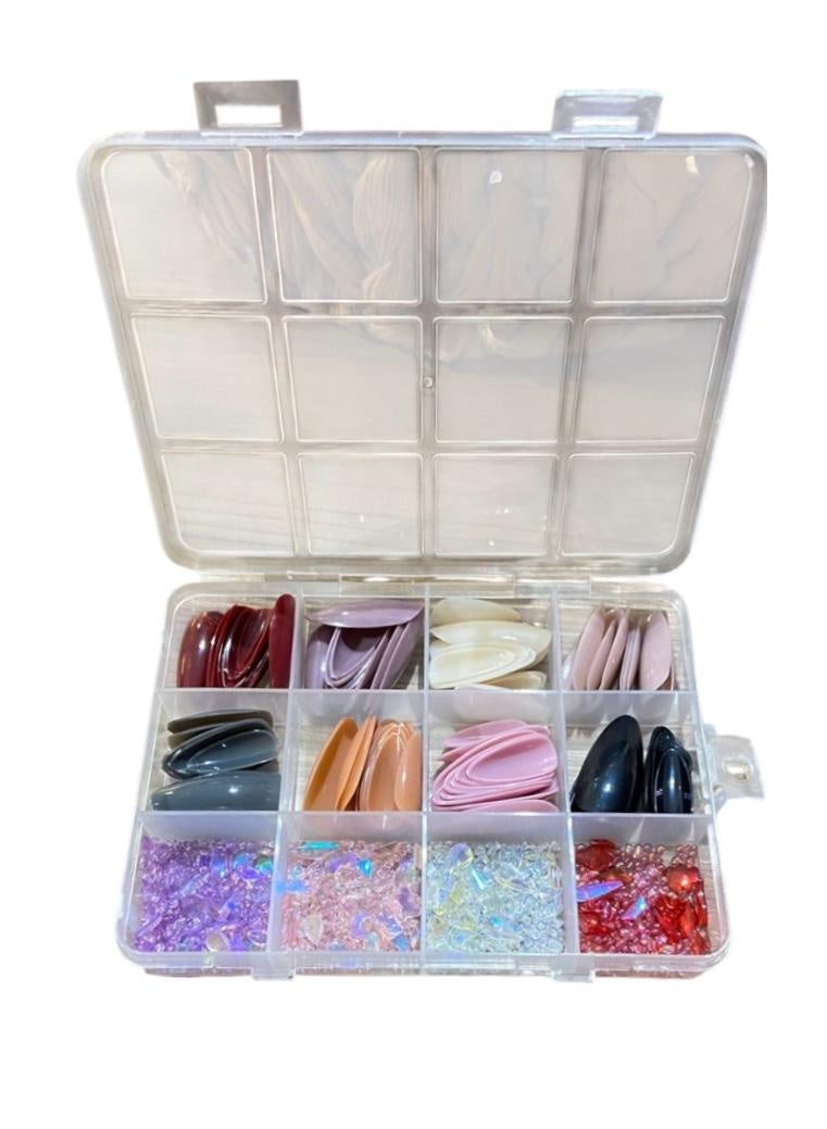 A pack of 8 artificial nail colors with random color and shape stickers - unique design - Image 2