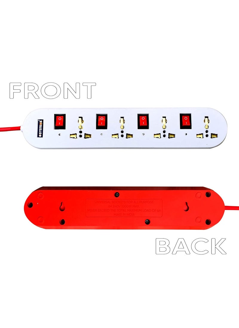 eSYSTEMS eSYSTEMS 240 volts Extension Board 44 Multi Plug Point Strip with LED Indicator Individual Switches Universal Sockets Extension Cord 28 Meter White  - Image 3