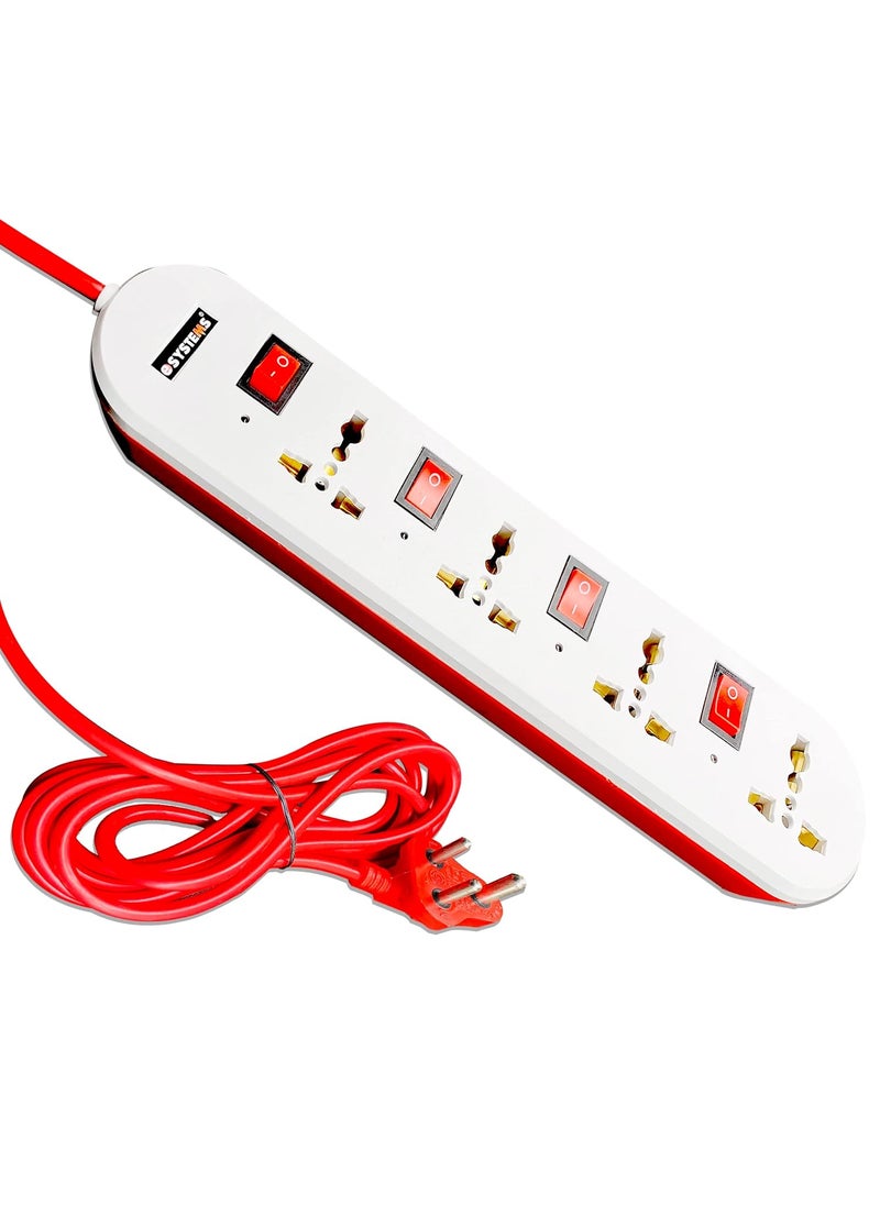eSYSTEMS eSYSTEMS 240 volts Extension Board 44 Multi Plug Point Strip with LED Indicator Individual Switches Universal Sockets Extension Cord 28 Meter White  - Image 1