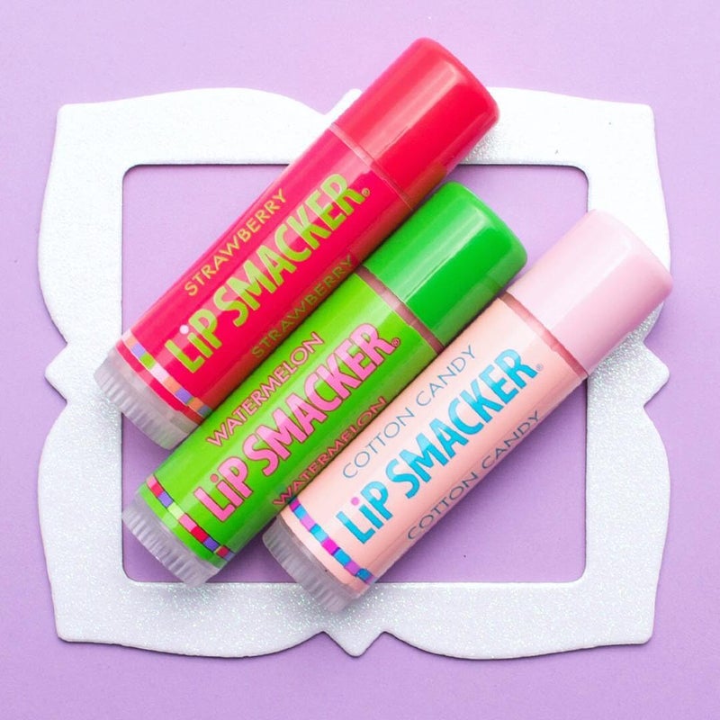 Lip Smacker ثلاثي بلسم الشفاه بنكهة ليب سماكرز الأصلي والأفضل، فراولة بطيخ، حلوى قطن، غير لامع، للأطفال، النساء، الرجال، 3 قطع (عبوة من 1) - Image 5