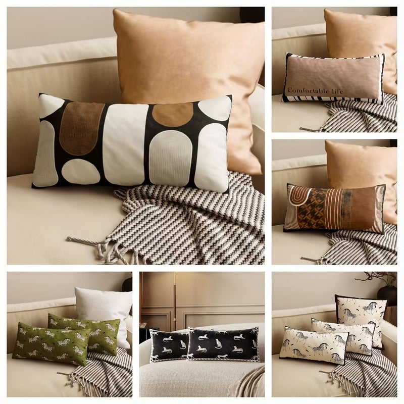 40x60cm 16x24inch Retro Lumbar Backrest Cover Modern Geometric Print Pillow Case Insert Not Included - Image 1