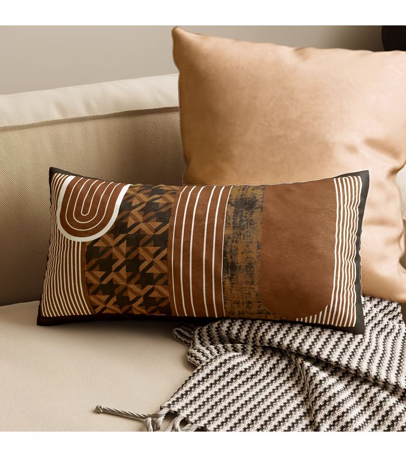 40x60cm 16x24inch Retro Lumbar Backrest Cover Modern Geometric Print Pillow Case Insert Not Included - Image 2