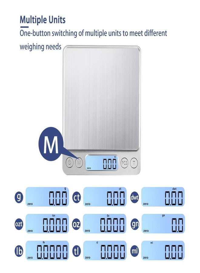 KUBEI Upgraded Large Range Small Kitchen Scale, USB Charging Mini Food Electronic Scale, High Accuracy Cooking Scale, Pocket Scale with LCD Display, 1kg/0.01 - Image 3