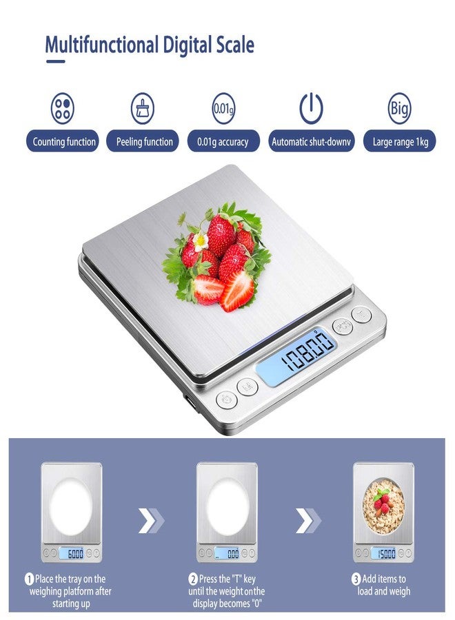 KUBEI Upgraded Large Range Small Kitchen Scale, USB Charging Mini Food Electronic Scale, High Accuracy Cooking Scale, Pocket Scale with LCD Display, 1kg/0.01 - Image 4