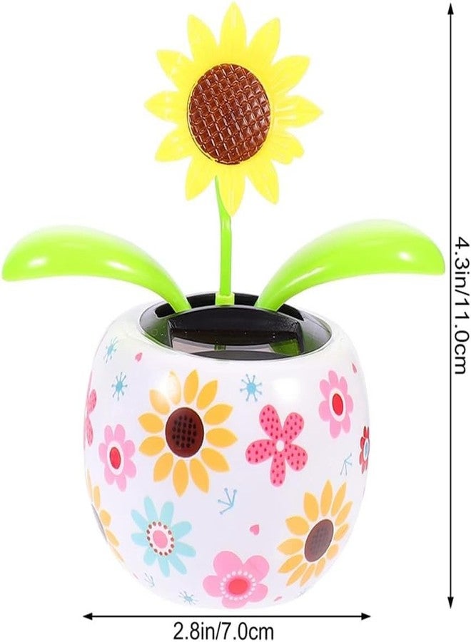 Bwexxt White Flower Solar Dancing Solar Powered Dancing in Colorful Shape Flip Flap Animated Bobblehead Dancer Window Sun Catcher Car Dashboard Solar Power Car Dashboard Decor - Image 2