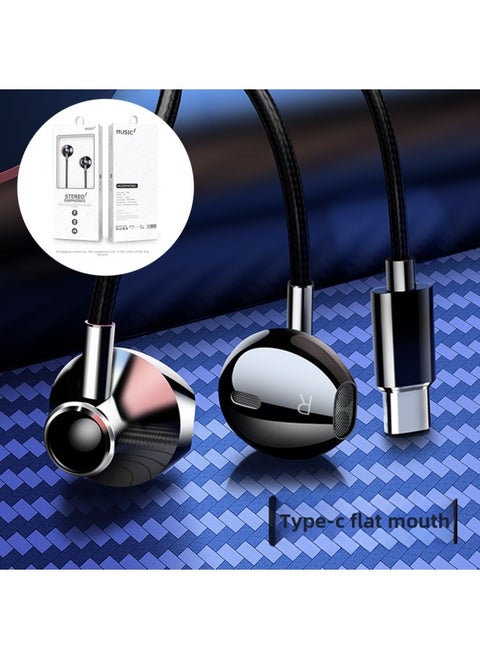 BNR Headphones Are Suitable For Huawei Eight Nuclear High-quality Apple Wire-controlled Gaming Computer Mobile Phone Earplugs-Color:S6 Type-C Ultimate Edition [Cool Black] Eight Nuclear Subwoofer + Package
